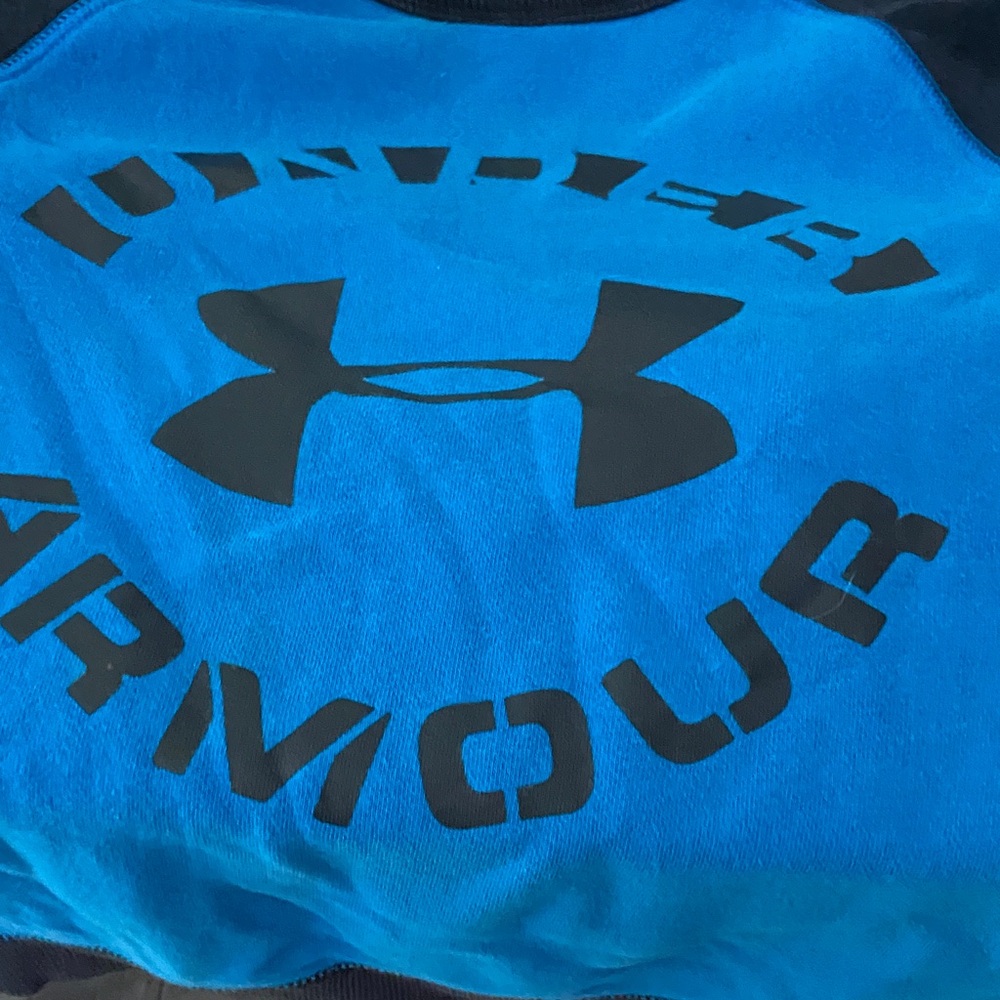 Kids XS Under Armour Blue Crewneck Sweatshirt with Black Logo